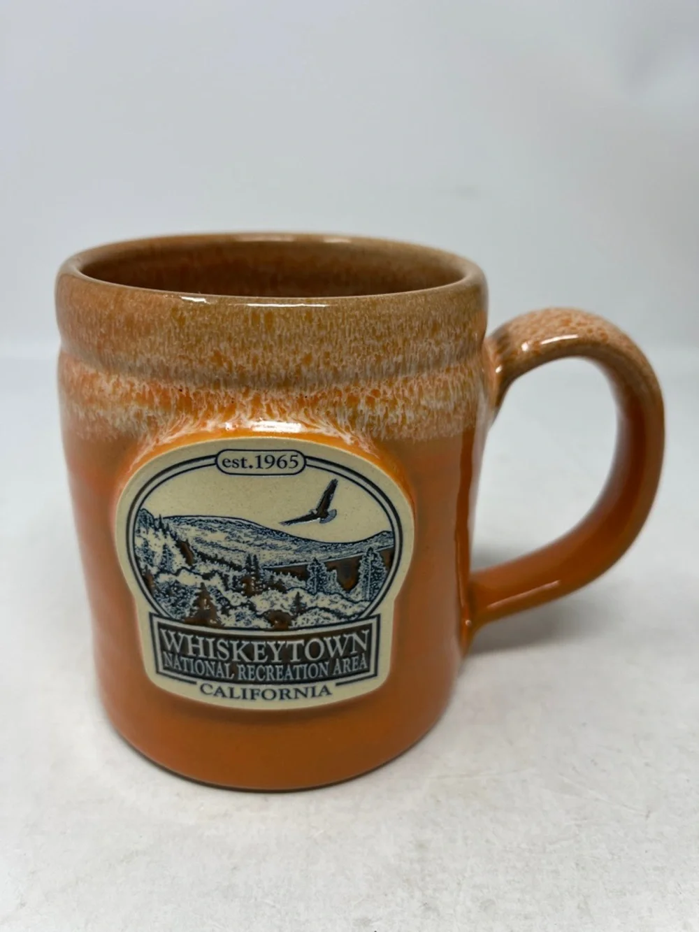 DENEEN POTTERY HANDCRAFTED IN USA ORANGE MUG WHISKEYTOWN CALIFORNIA NEW